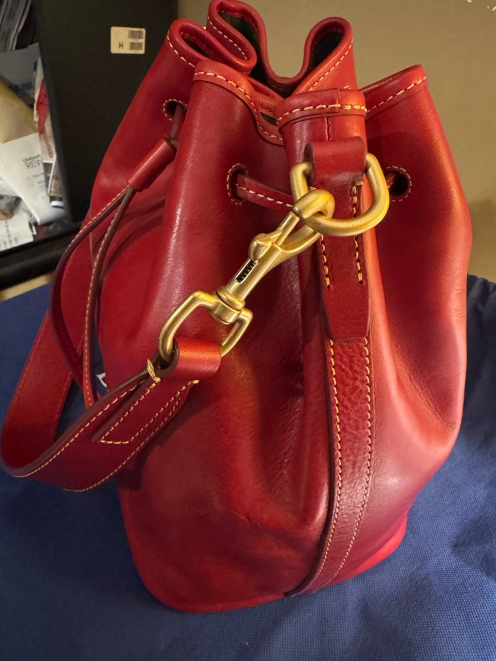 Dooney & Bourke Red Florentine Leather Drawstring Bucket Shoulder Bag NWT - Picture 12 of 14